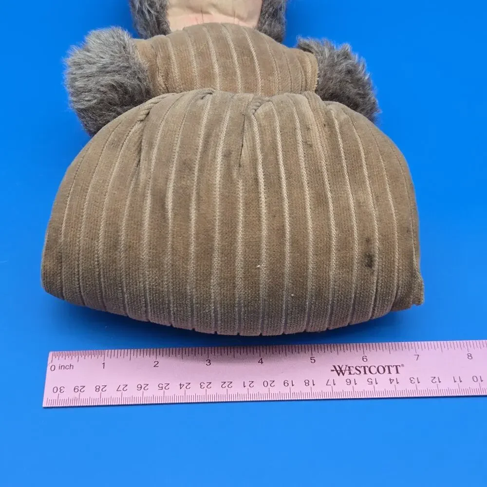 Antique Child’s Hand Muff Doll 12” Fur Trim Cloth Face Winter Muff Needs TLC